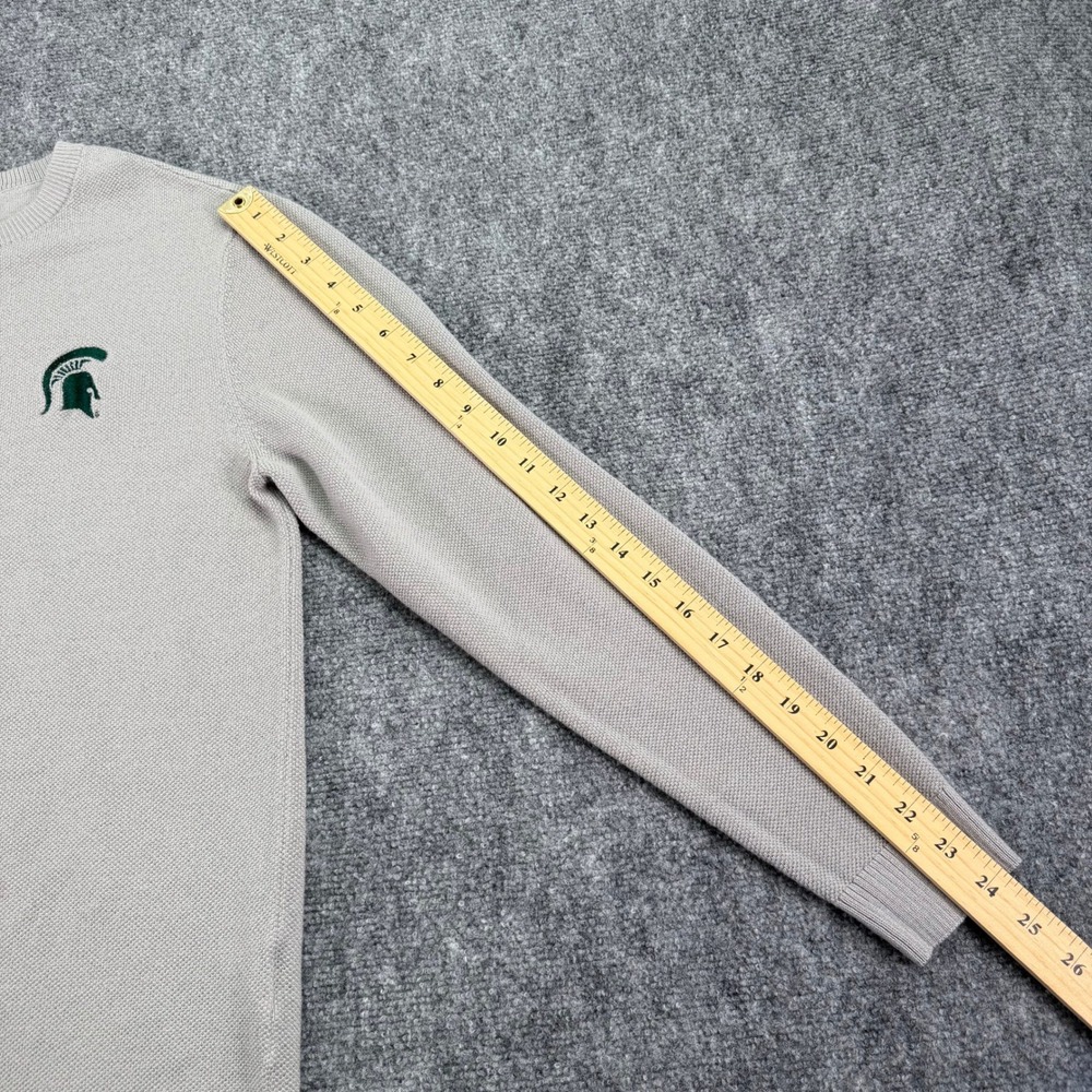 Michigan State Spartans Sweater Mens Medium Straight Down Merino Wool Blend Gray - Picture 9 of 11